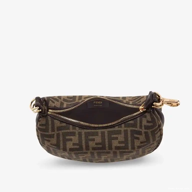 Affordable FF Motif Brown Fendigraphy Fabric Hobo Fendi In Bag Mini 0428